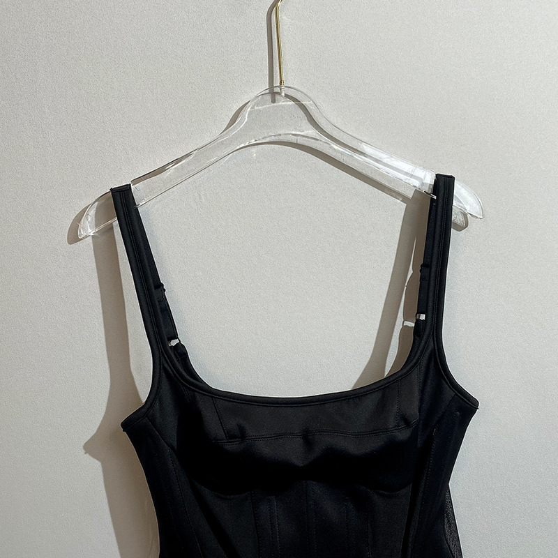 Ženski top s naramenicama, korejskog stila, pravilan kroj, uzorak s tekstom, duljina 50–65 cm