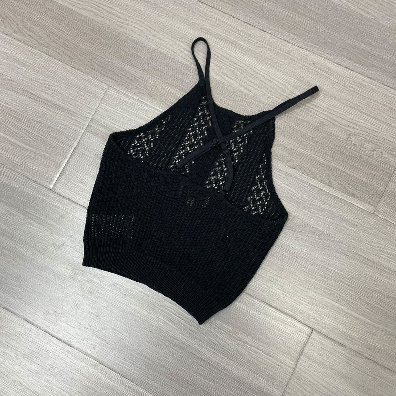 Τοπ βάσης από πλέξη με halter λαιμό, στενή γραμμή, μονόχρωμο βαμβακερό μείγμα, 30-50% περιεκτικότητα σε βαμβάκι, για γυναίκες