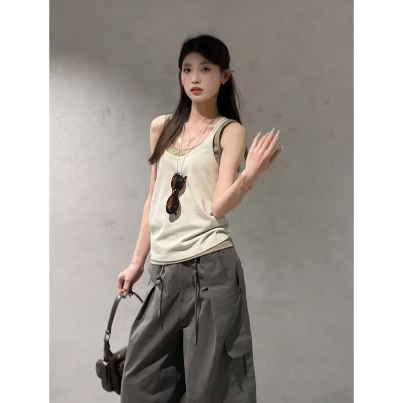 Racerback camisole za žene — uski kroj, PVC tkanina, odvojive naramenice, proljeće 2025