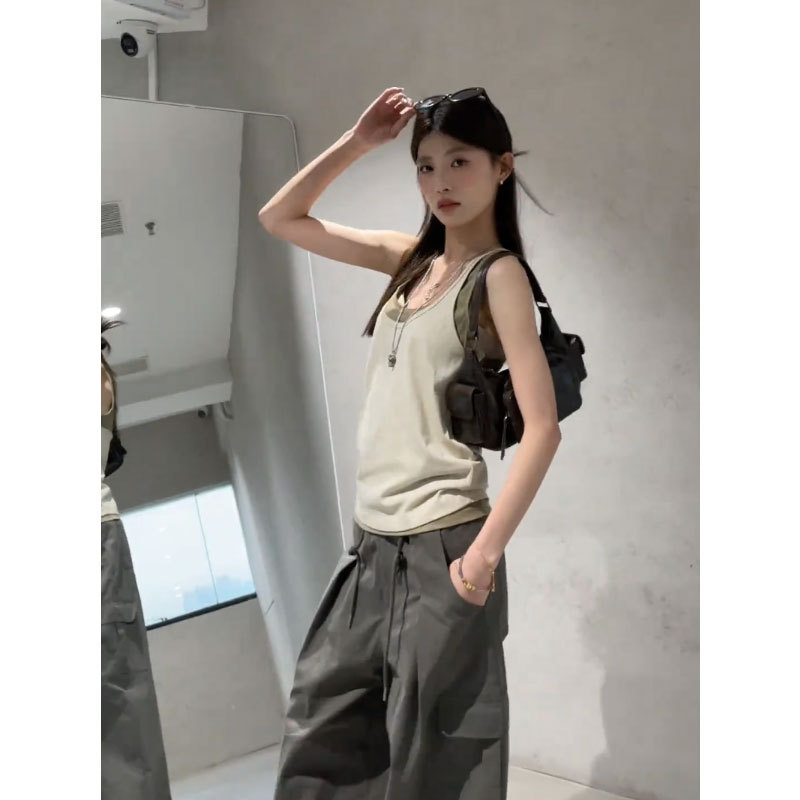 Racerback camisole za žene — uski kroj, PVC tkanina, odvojive naramenice, proljeće 2025