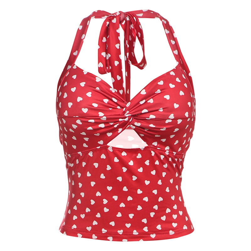 Halter-neck kamizola s 3D uzorkom, uski kroj, kratka duljina (≤40 cm), poliester s elastanom, proljeće 2025