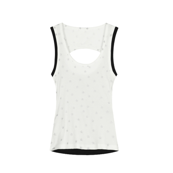 Ženski camisole top s karikaturnim uzorkom, lažni dvodijelni dizajn, udoban kroj, duljina 50–65 cm, pamuk 50–70%, mikroelastičnost