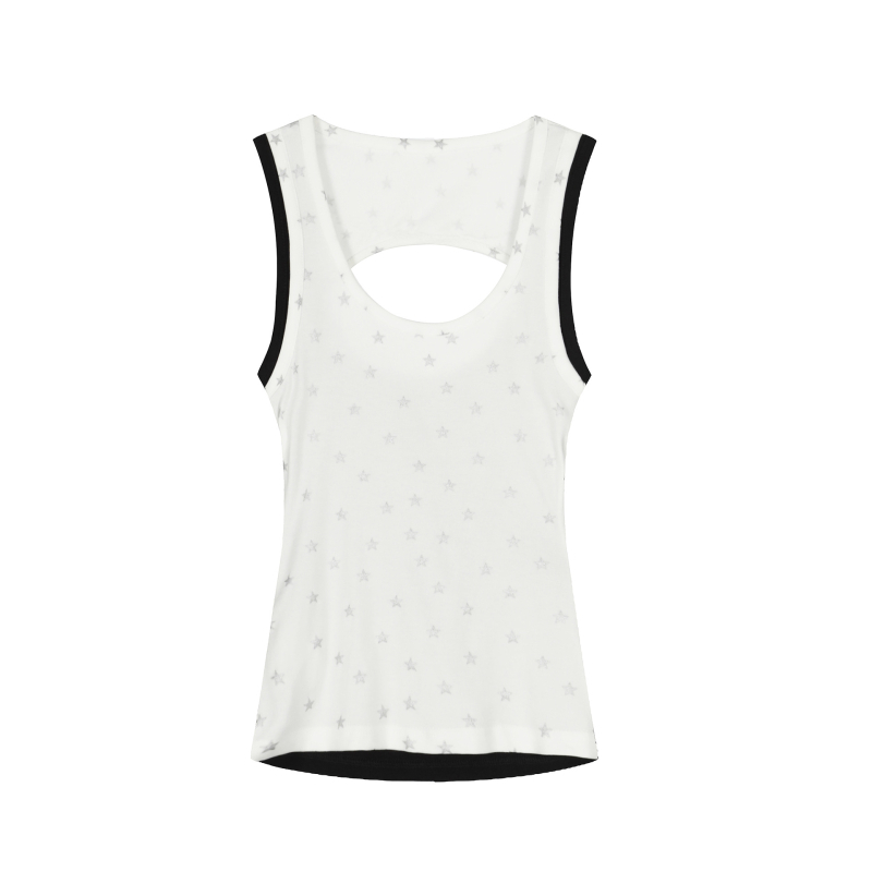 Ženski camisole top s karikaturnim uzorkom, lažni dvodijelni dizajn, udoban kroj, duljina 50–65 cm, pamuk 50–70%, mikroelastičnost
