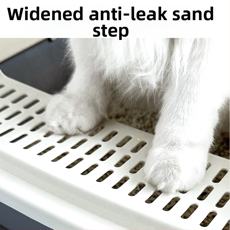 Kaķu smilšu kaste ar daļēji slēgtu dizainu, PVC – SZce7DD8