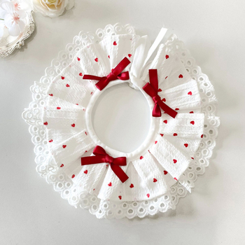 Bavetă pentru câini cu model căpșună și dantelă, material bumbac-poliester, potrivită universal, pentru toate cele patru sezoane, stil lejer