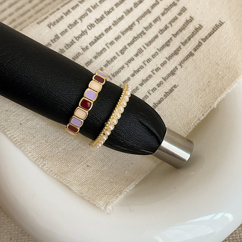 RONERAI Inel deschis cu accent perlă picurată – metal, placare electrochimică, stil geometric, pentru femei