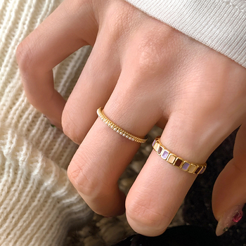 RONERAI Inel deschis cu accent perlă picurată – metal, placare electrochimică, stil geometric, pentru femei