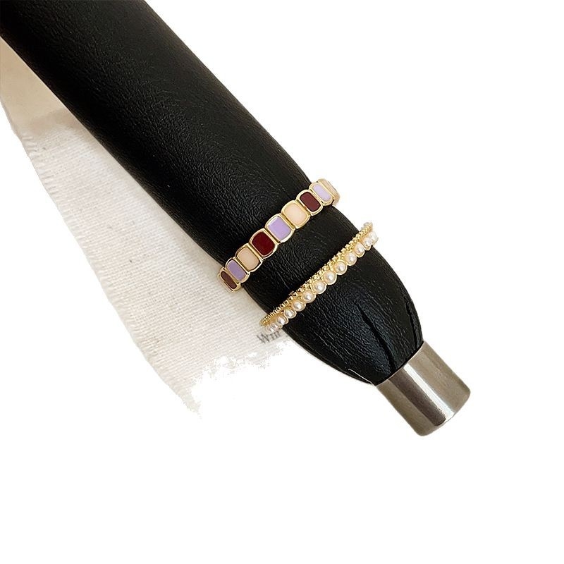 RONERAI Inel deschis cu accent perlă picurată – metal, placare electrochimică, stil geometric, pentru femei