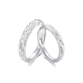 Inel unisex de cuplu din argint S999 – Textură lavă, deschidere reglabilă, formă geometrică