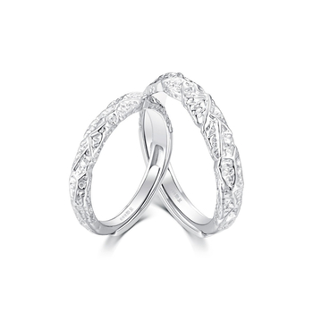 Inel unisex de cuplu din argint S999 – Textură lavă, deschidere reglabilă, formă geometrică