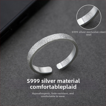 Inel masculin din argint S999 pur, design geometric, placare electroplating, 1,9 g