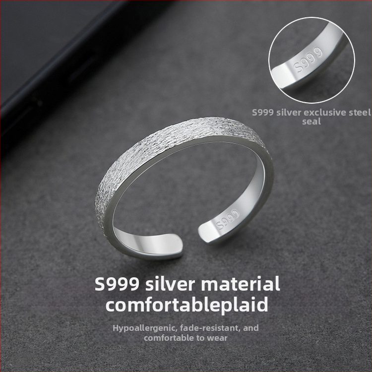 Inel masculin din argint S999 pur, design geometric, placare electroplating, 1,9 g