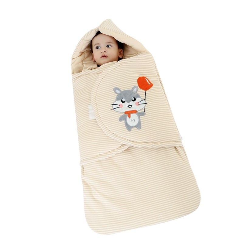 Dječji debeli swaddle spavaći vrećica za jesen i zimu, 100% pamuk, punjenje od veluru pamuka, za djecu 1–3 godine, uzorci: životinje, pruge, crtani likovi