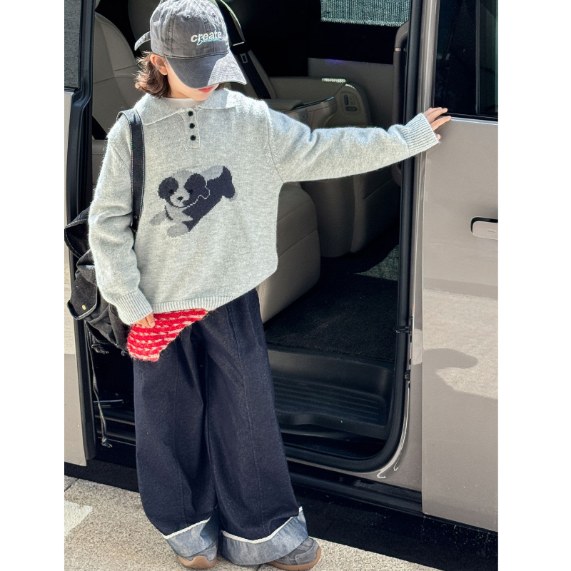 Dječji zimski pleteni pulover za djevojčice s animacijskim uzorkom, mješavina najlona, meko obrađena tkanina, dugi rukav, za uzrast 8+ godina