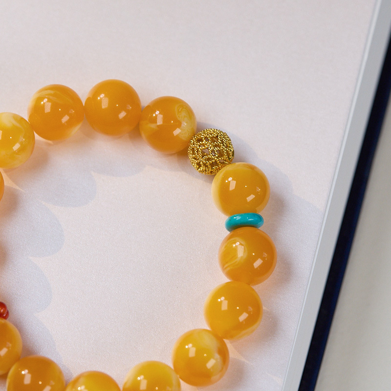 Uniszex karkötő méhviaszból — kézzel készített, vintage stílusú, geometriai gyöngyök, Feiyi kiegészítők