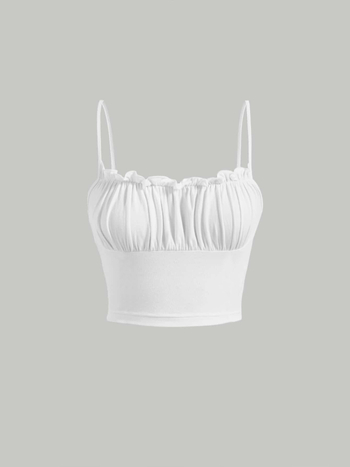 Ženski bezrukavni camisole top - uski kroj, kratka duljina 40-50 cm, milk silk tkanina, poliester 95%+, ljeto 2025