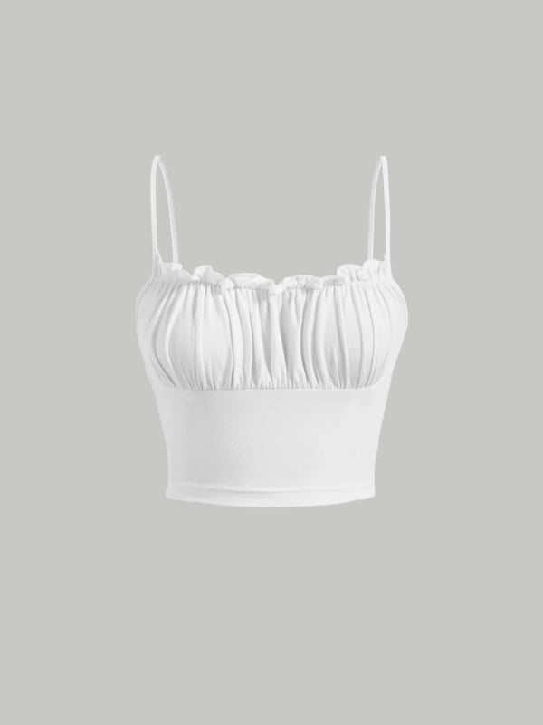 Ženski bezrukavni camisole top - uski kroj, kratka duljina 40-50 cm, milk silk tkanina, poliester 95%+, ljeto 2025