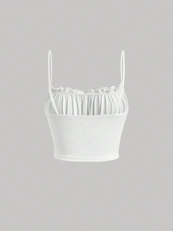 Ženski bezrukavni camisole top - uski kroj, kratka duljina 40-50 cm, milk silk tkanina, poliester 95%+, ljeto 2025