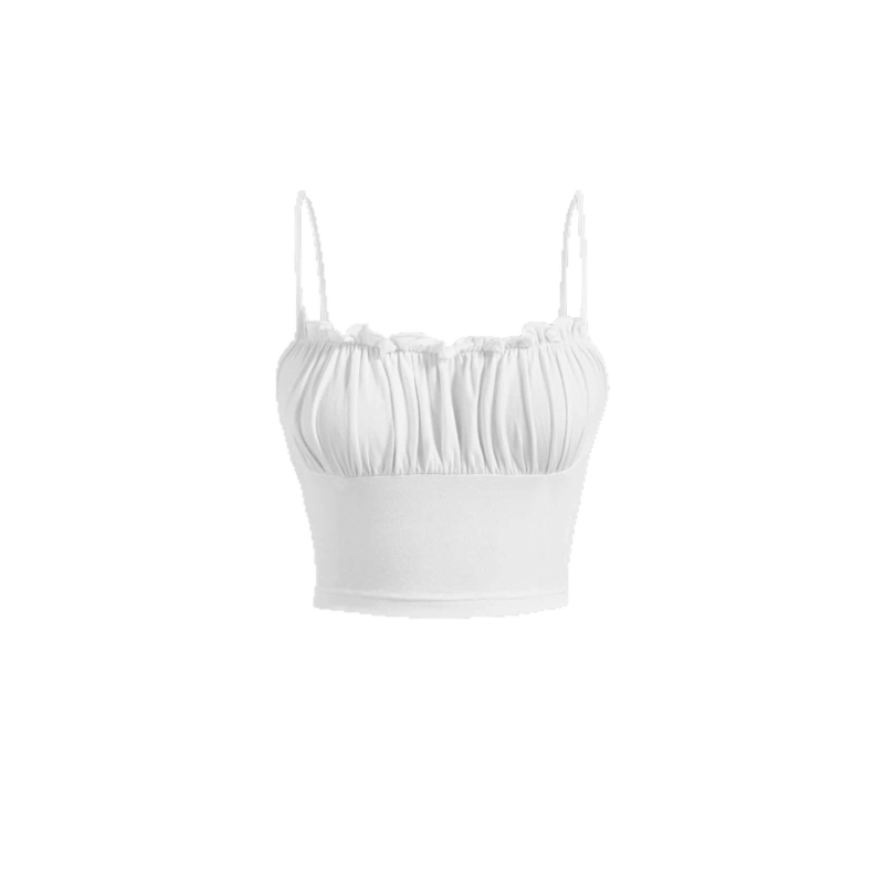 Ženski bezrukavni camisole top - uski kroj, kratka duljina 40-50 cm, milk silk tkanina, poliester 95%+, ljeto 2025