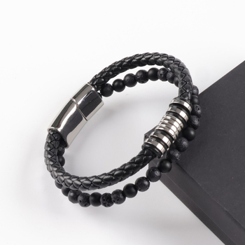 Férfiaknak készült fonott bőrkarkötő mágneses csattal, irodalmi retro stílus, Yiwu Zhejiang, 2025 nyár
