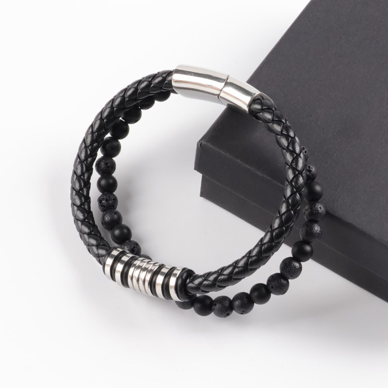 Férfiaknak készült fonott bőrkarkötő mágneses csattal, irodalmi retro stílus, Yiwu Zhejiang, 2025 nyár