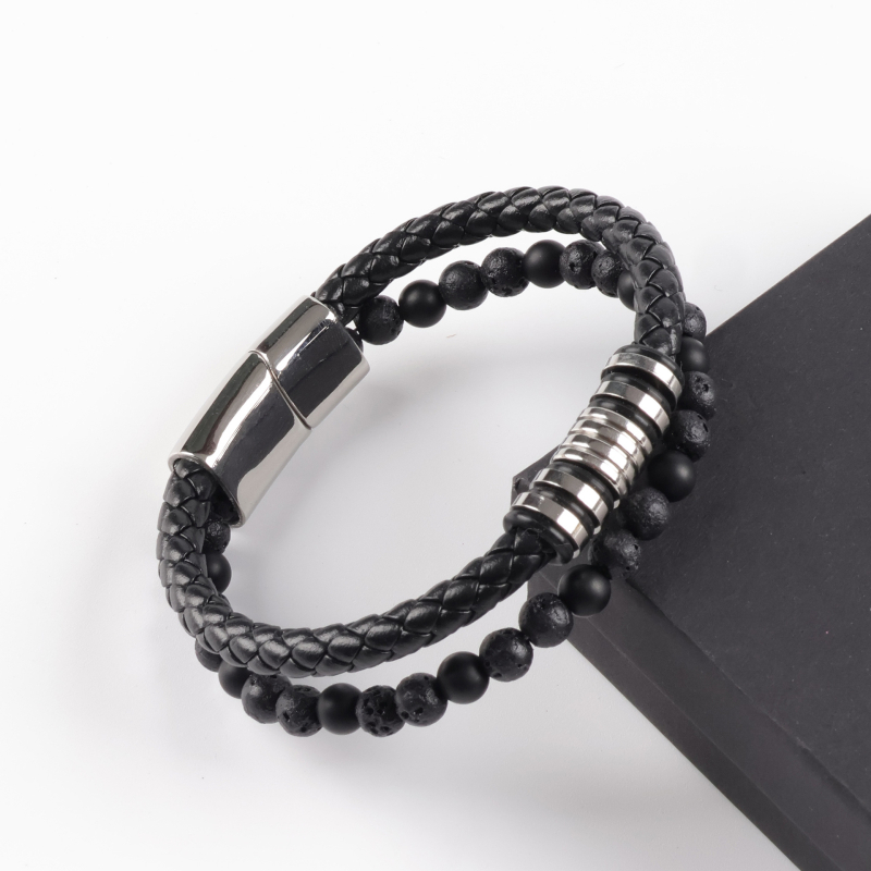 Férfiaknak készült fonott bőrkarkötő mágneses csattal, irodalmi retro stílus, Yiwu Zhejiang, 2025 nyár