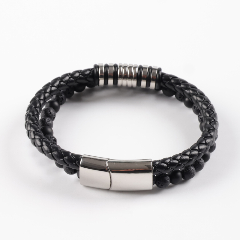 Férfiaknak készült fonott bőrkarkötő mágneses csattal, irodalmi retro stílus, Yiwu Zhejiang, 2025 nyár
