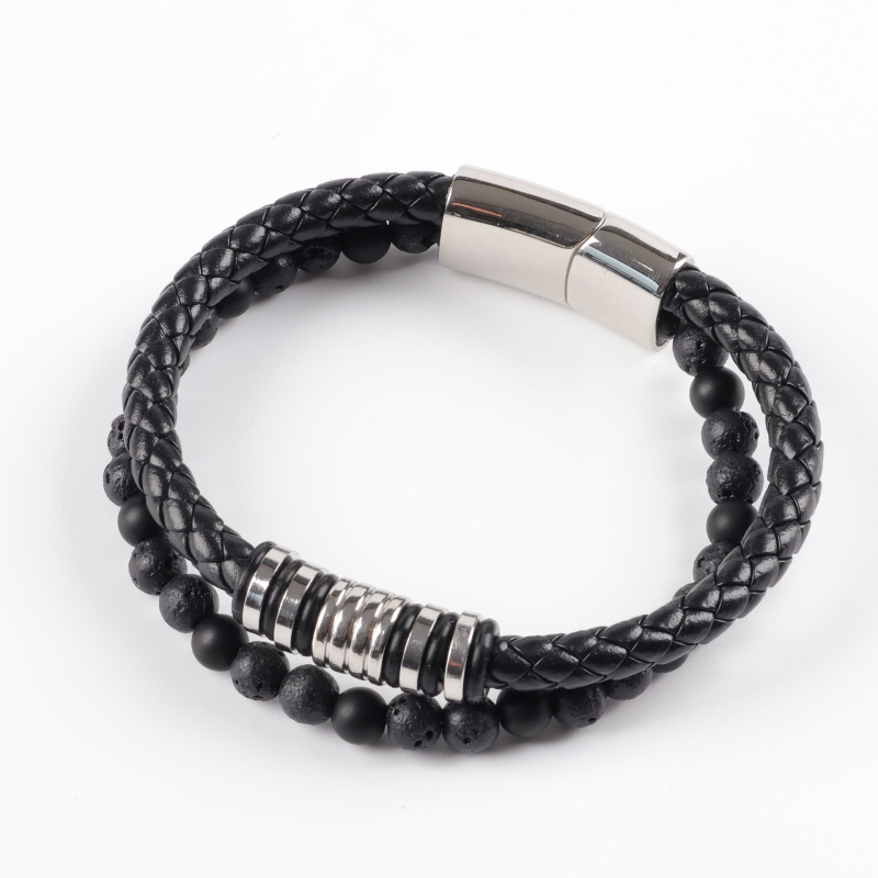 Férfiaknak készült fonott bőrkarkötő mágneses csattal, irodalmi retro stílus, Yiwu Zhejiang, 2025 nyár