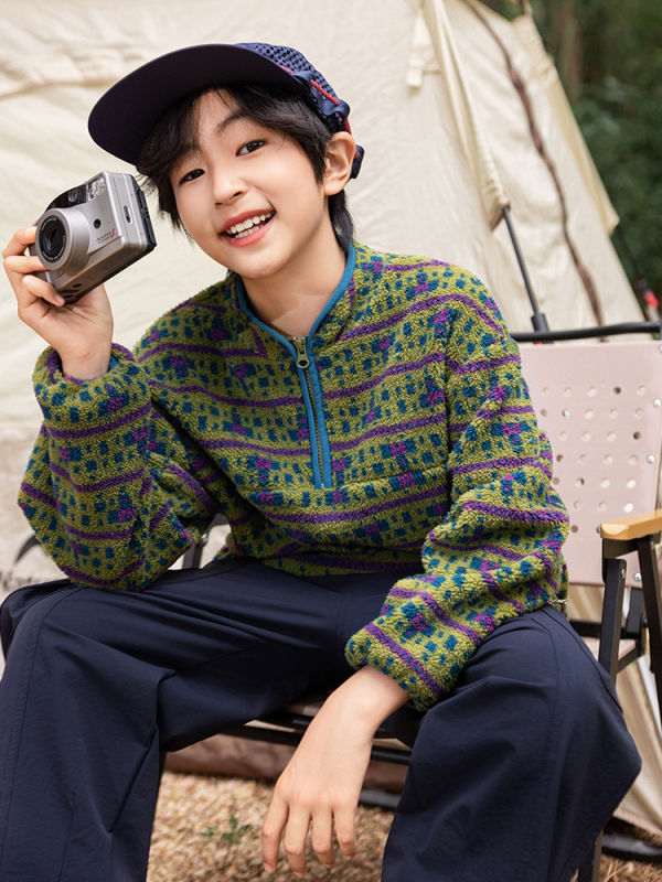 Dječja mikina s flisom, dugi rukav, bez kapuljače, korejski stil, proljeće–jesen 2025