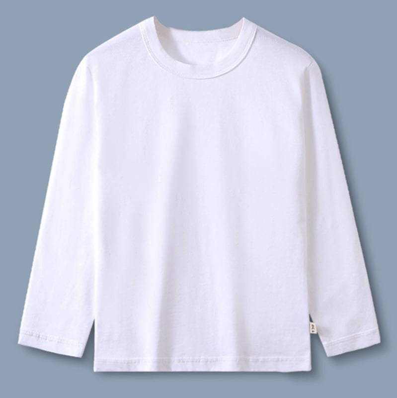 Gyerekeknek szóló pamut hosszú ujjú póló, uniszex, kerek nyakú, 3–8 éveseknek