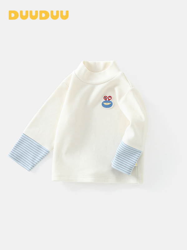 Gyerekek félmagas galléros meleg felső — Fő anyag: 43,5% regenált cellulózrost, 39,6% akril, 10,1% spandex, 6,8% juhgyapjú; Gallér: magas körkagyló; Ujj: hosszú; Szezonok: téli, tavaszi, ősz; Korosztály: 1–3 év