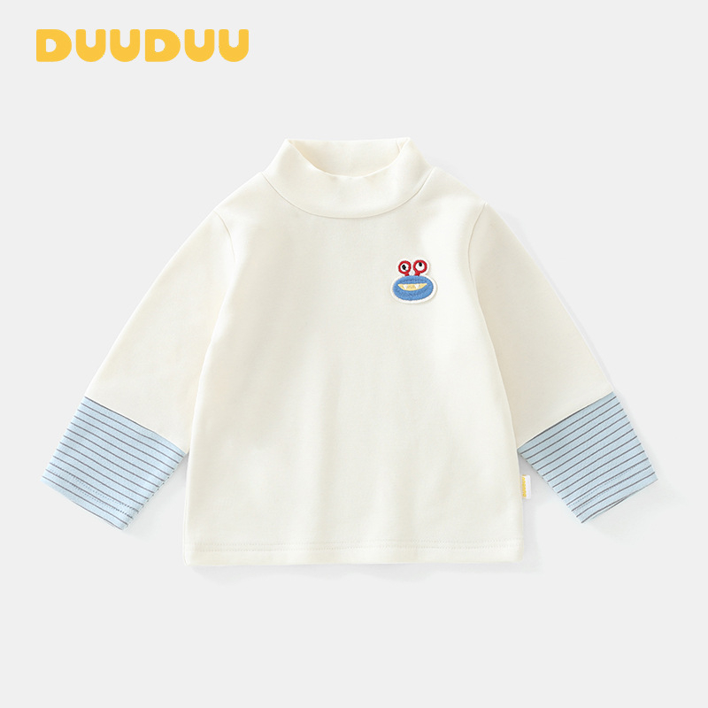 Gyerekek félmagas galléros meleg felső — Fő anyag: 43,5% regenált cellulózrost, 39,6% akril, 10,1% spandex, 6,8% juhgyapjú; Gallér: magas körkagyló; Ujj: hosszú; Szezonok: téli, tavaszi, ősz; Korosztály: 1–3 év