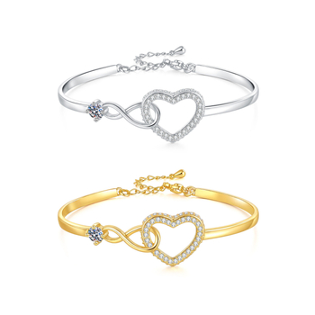 Glen üreges cirkón szívű nyitott karkötő – környezetbarát réz, elektroplátolás, 10 g, irodai divat, 2025 ősz