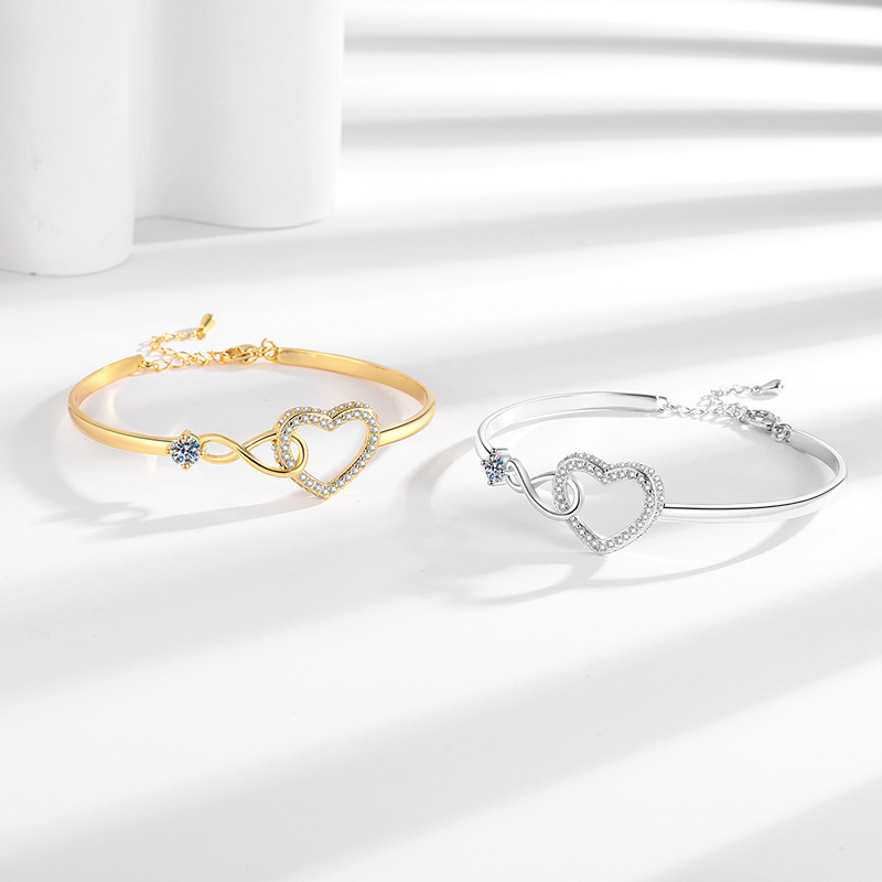 Glen üreges cirkón szívű nyitott karkötő – környezetbarát réz, elektroplátolás, 10 g, irodai divat, 2025 ősz