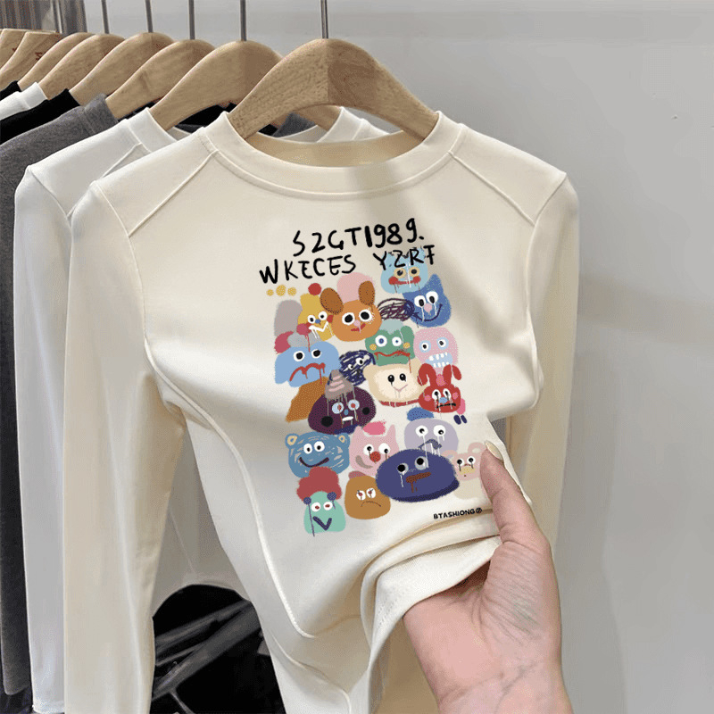 Dječji termalni top za bazni sloj, dugi rukav, crtani print, Derong 94% poliester, unisex, za djecu 3–8 godina