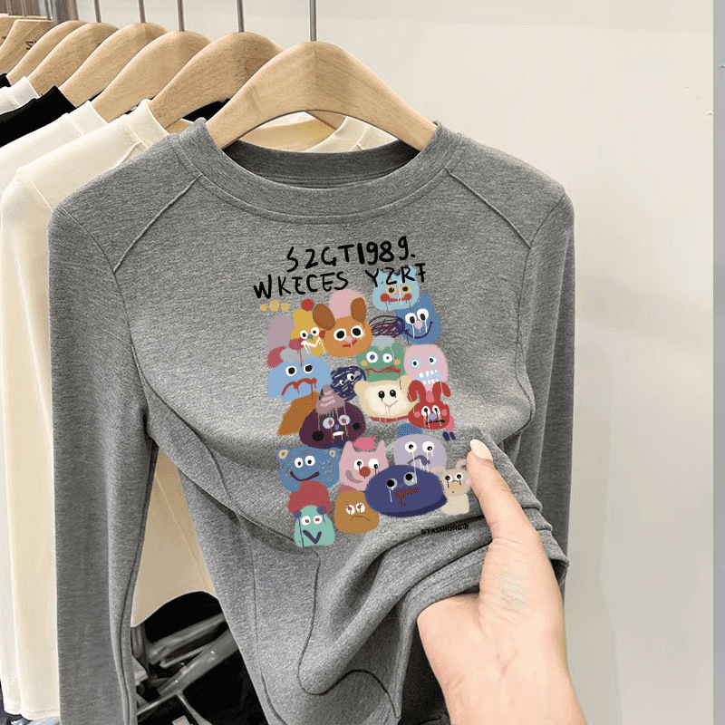 Dječji termalni top za bazni sloj, dugi rukav, crtani print, Derong 94% poliester, unisex, za djecu 3–8 godina