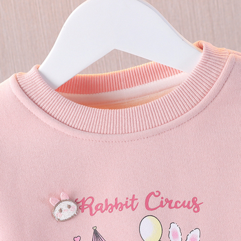 Mikina pre dievčatá DJW, jeseň-zima 2025, fleecová vnútorná vrstva, bavlnený základný materiál, zvierací vzor, dlhé rukávy, hrubý materiál