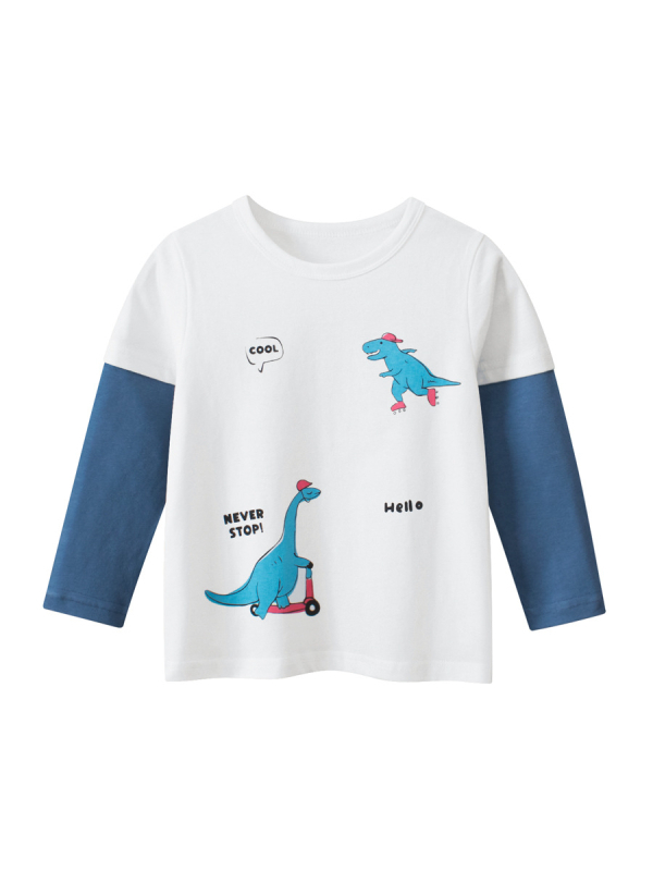 27KIDS dječje majice s dugim rukavima, uzorak dinosaura, 100% pamuk