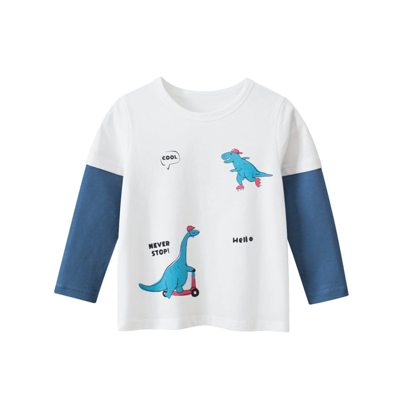 27KIDS dječje majice s dugim rukavima, uzorak dinosaura, 100% pamuk