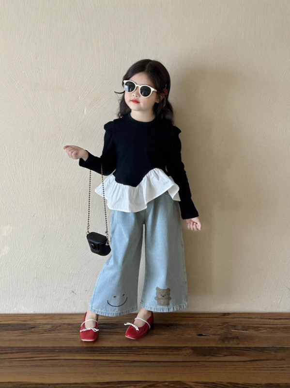 Dječja majica s dugim rukavima, korejski stil, pamuk 70%, mekana obrada, crtani uzorak