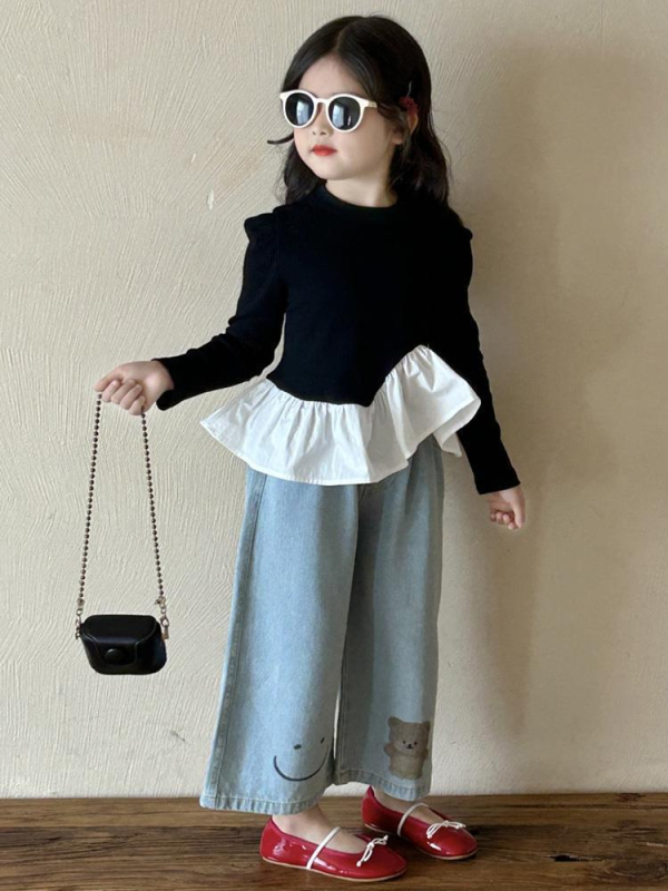 Dječja majica s dugim rukavima, korejski stil, pamuk 70%, mekana obrada, crtani uzorak