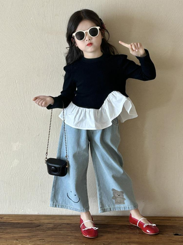 Dječja majica s dugim rukavima, korejski stil, pamuk 70%, mekana obrada, crtani uzorak