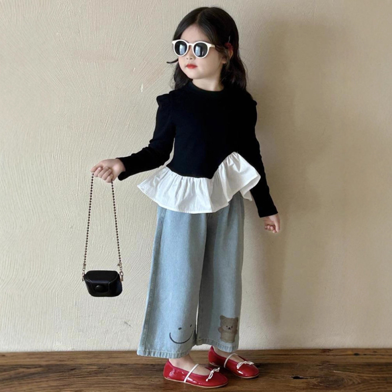 Dječja majica s dugim rukavima, korejski stil, pamuk 70%, mekana obrada, crtani uzorak