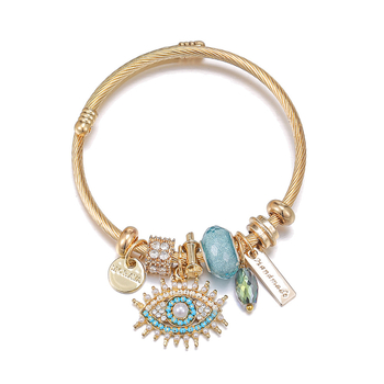 Rozsdamentes acél karkötő Ördögszem medállal — elektroplatált bevonat, 25 g, Yiwu eredetű, személyes divat