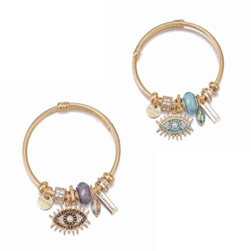 Rozsdamentes acél karkötő Ördögszem medállal — elektroplatált bevonat, 25 g, Yiwu eredetű, személyes divat