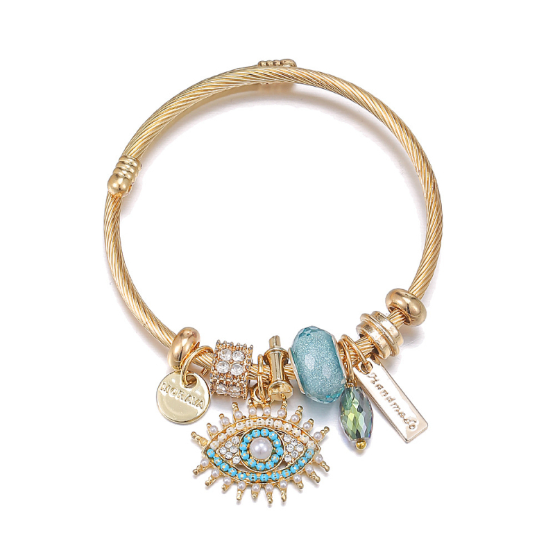 Rozsdamentes acél karkötő Ördögszem medállal — elektroplatált bevonat, 25 g, Yiwu eredetű, személyes divat