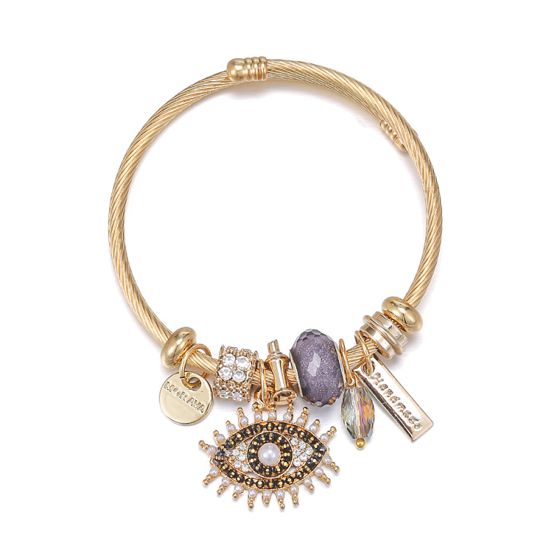 Rozsdamentes acél karkötő Ördögszem medállal — elektroplatált bevonat, 25 g, Yiwu eredetű, személyes divat