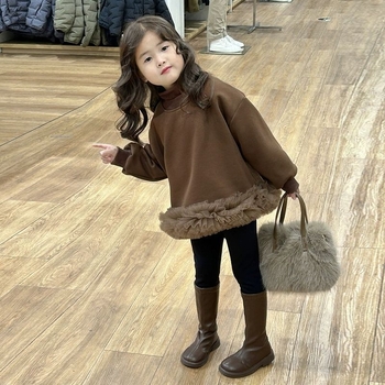 Gyermekeknek koreai stílusú pulóver hálózati csipkével és fleece-béléssel, ujjatlan (puha kötött anyag; nyúl szőr keverék 30–50%; ujjatlan; tavasz 2025)