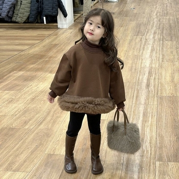 Gyermekeknek koreai stílusú pulóver hálózati csipkével és fleece-béléssel, ujjatlan (puha kötött anyag; nyúl szőr keverék 30–50%; ujjatlan; tavasz 2025)