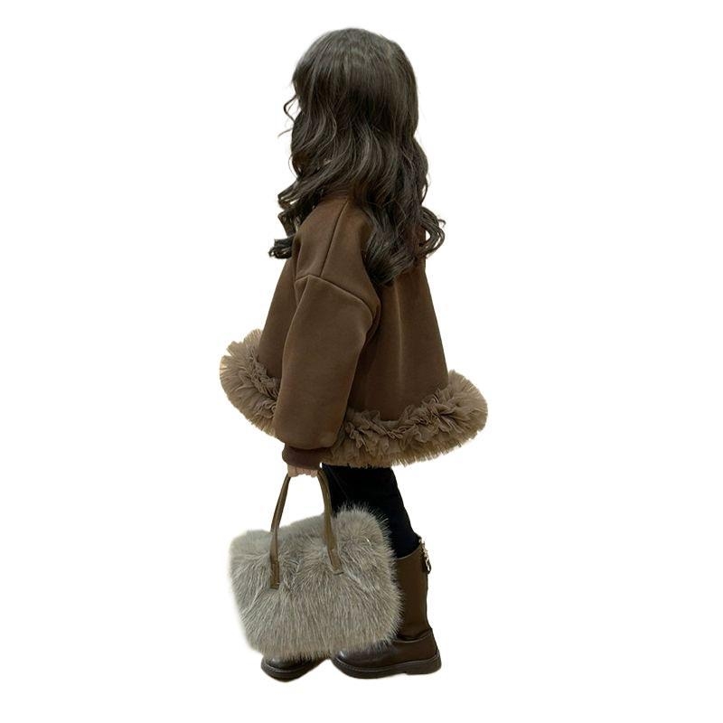 Gyermekeknek koreai stílusú pulóver hálózati csipkével és fleece-béléssel, ujjatlan (puha kötött anyag; nyúl szőr keverék 30–50%; ujjatlan; tavasz 2025)